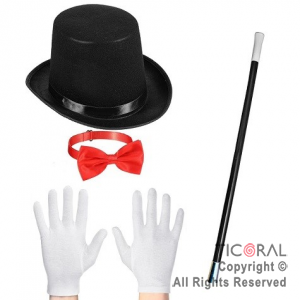 SET DISFRAZ CABALLERO SOMBRERO GUANTES Y BOQUILLA x 1